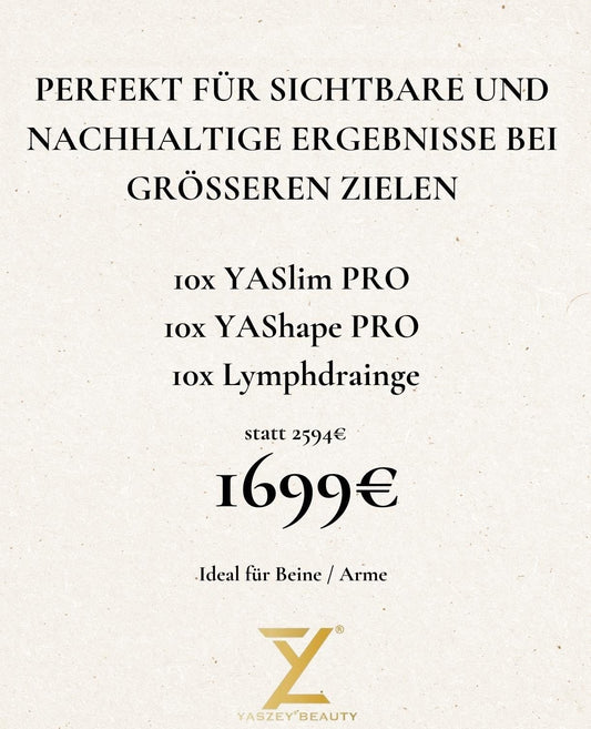 Paket 5 - Perfekt für nachhaltige Ergebnisse - (10x) YASlim Pro, YAShape Pro, Lymphdrainage